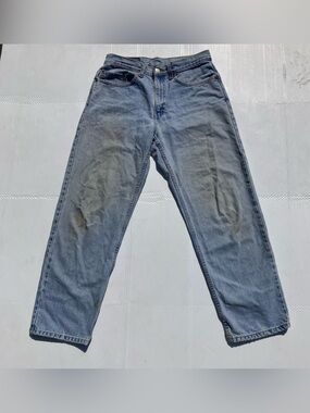 VTG 90's Levi 550 Relaxed Jeans Mens 32x30 Blue Denim Black Batwing Distressed